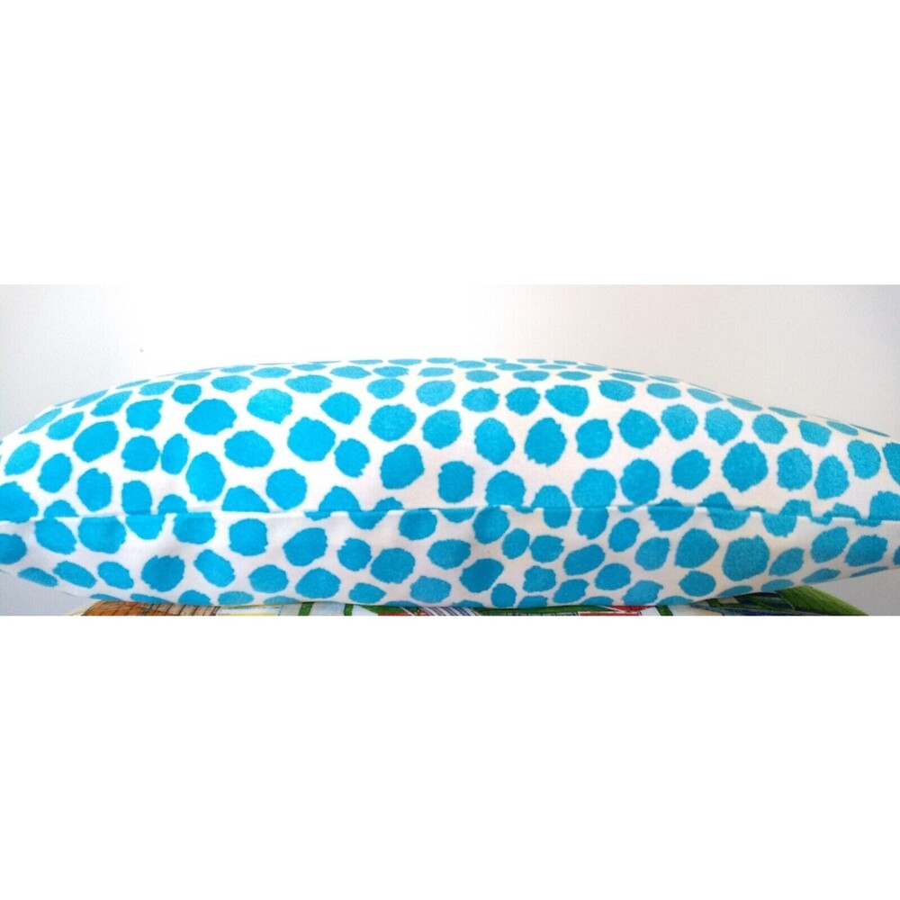 GENEVIEVE GORDER Turquoise Dot 10X20 LUMBAR IN/OUTDOOR‎ Throw Pillow Cover NEW